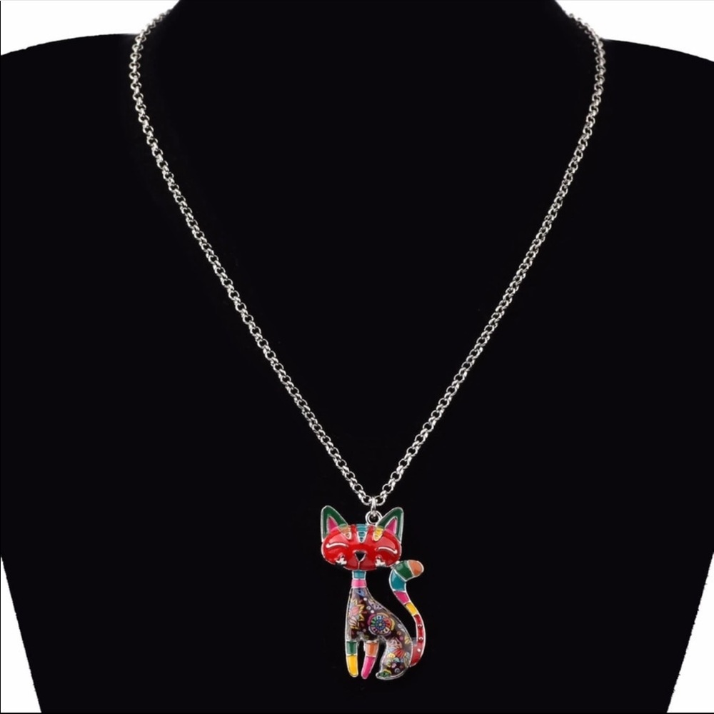 Enamel Cat Necklace - Picture 4 of 4